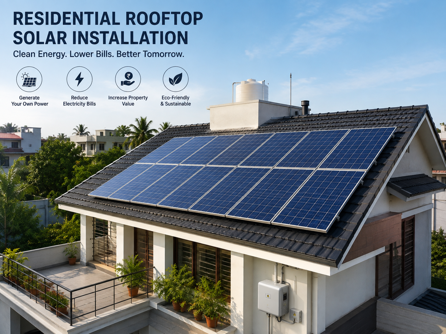Residential rooftop solar installation
