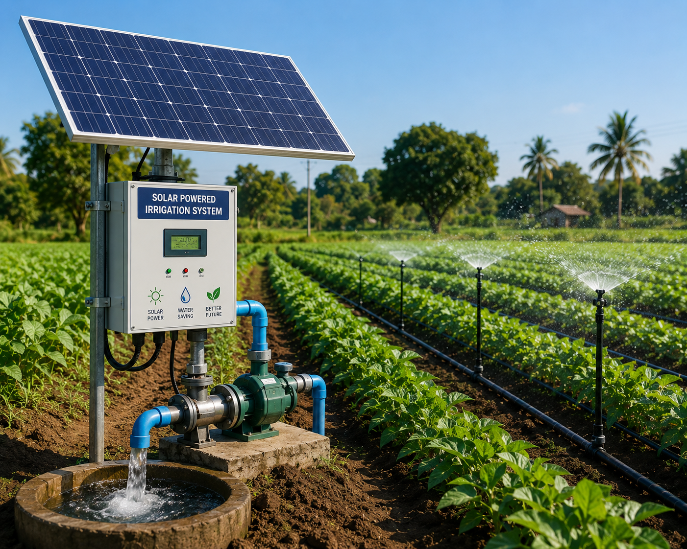 Solar powered irrigation setup
