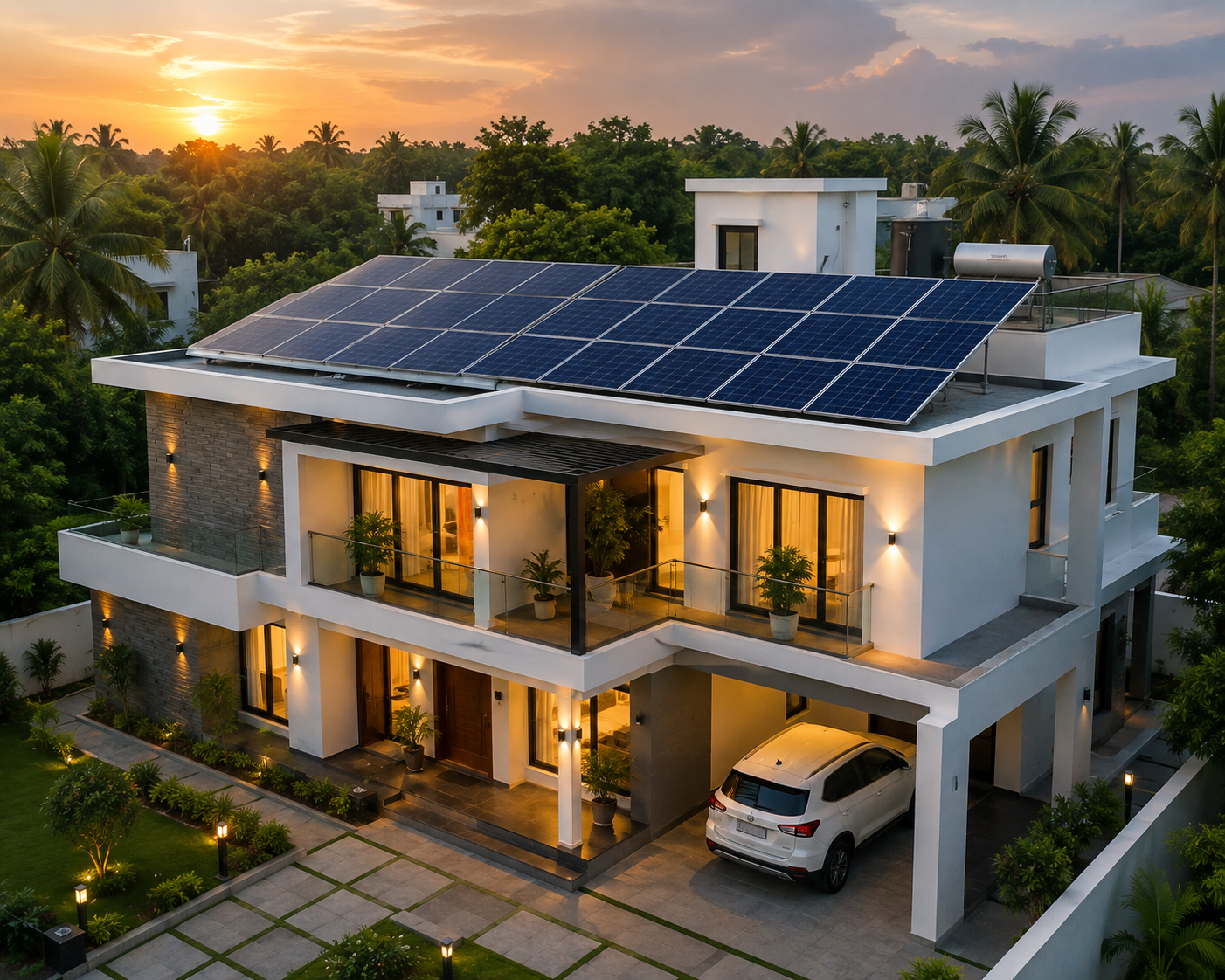 Villa with rooftop solar system