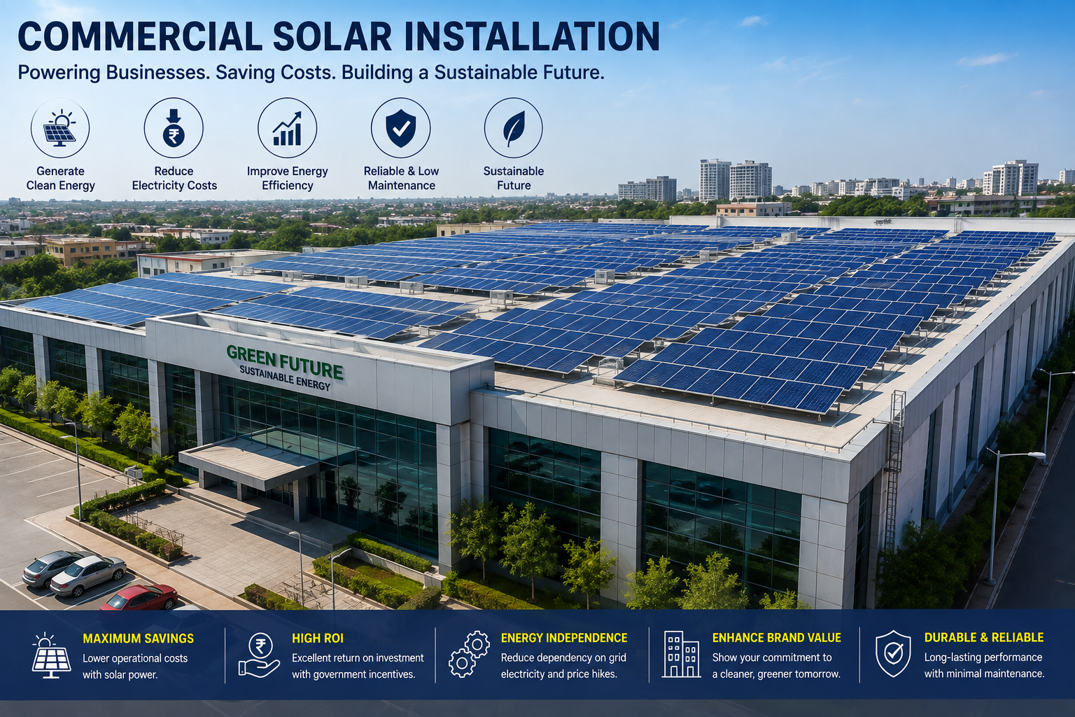 Commercial building solar installation
