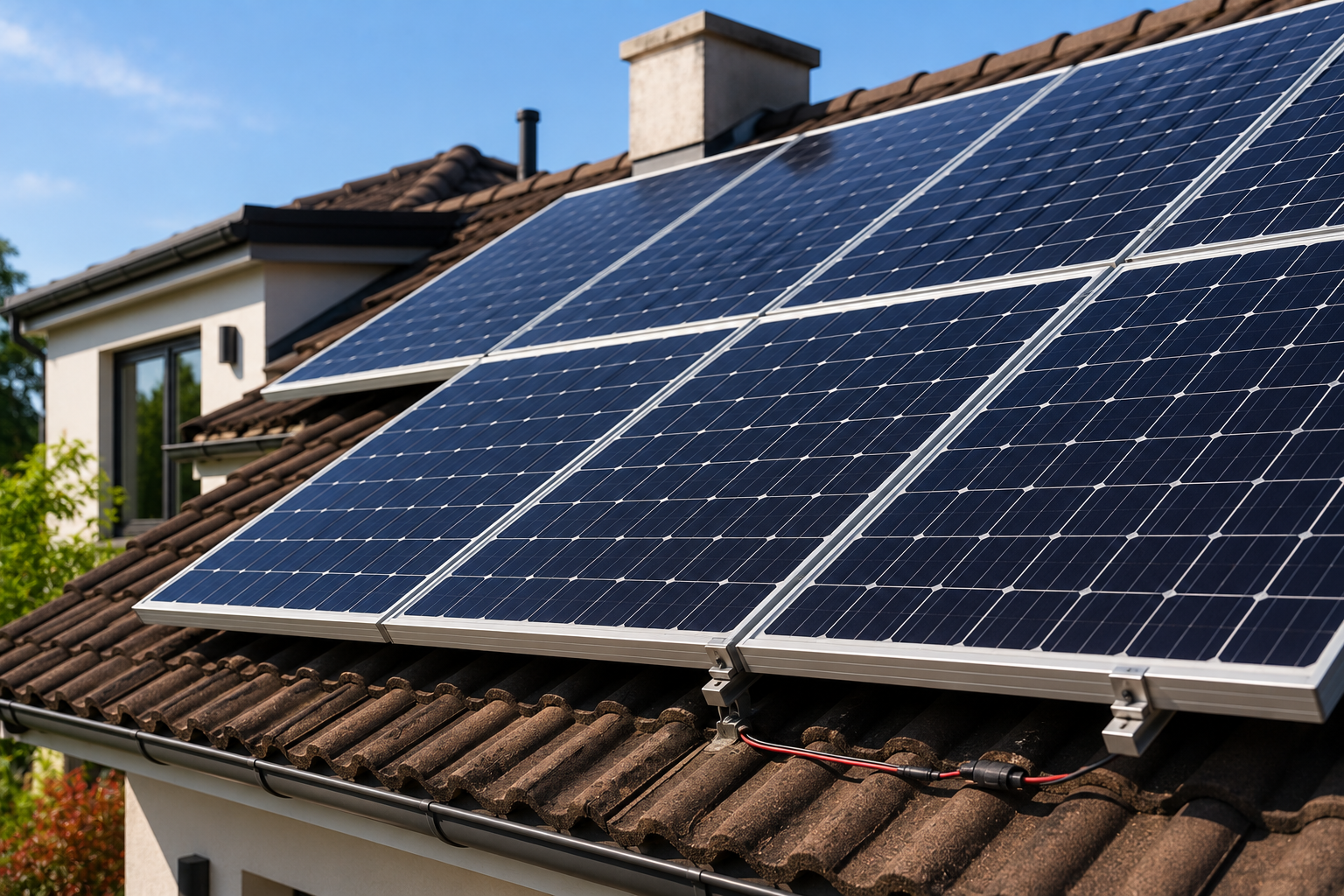 Home solar panel close up