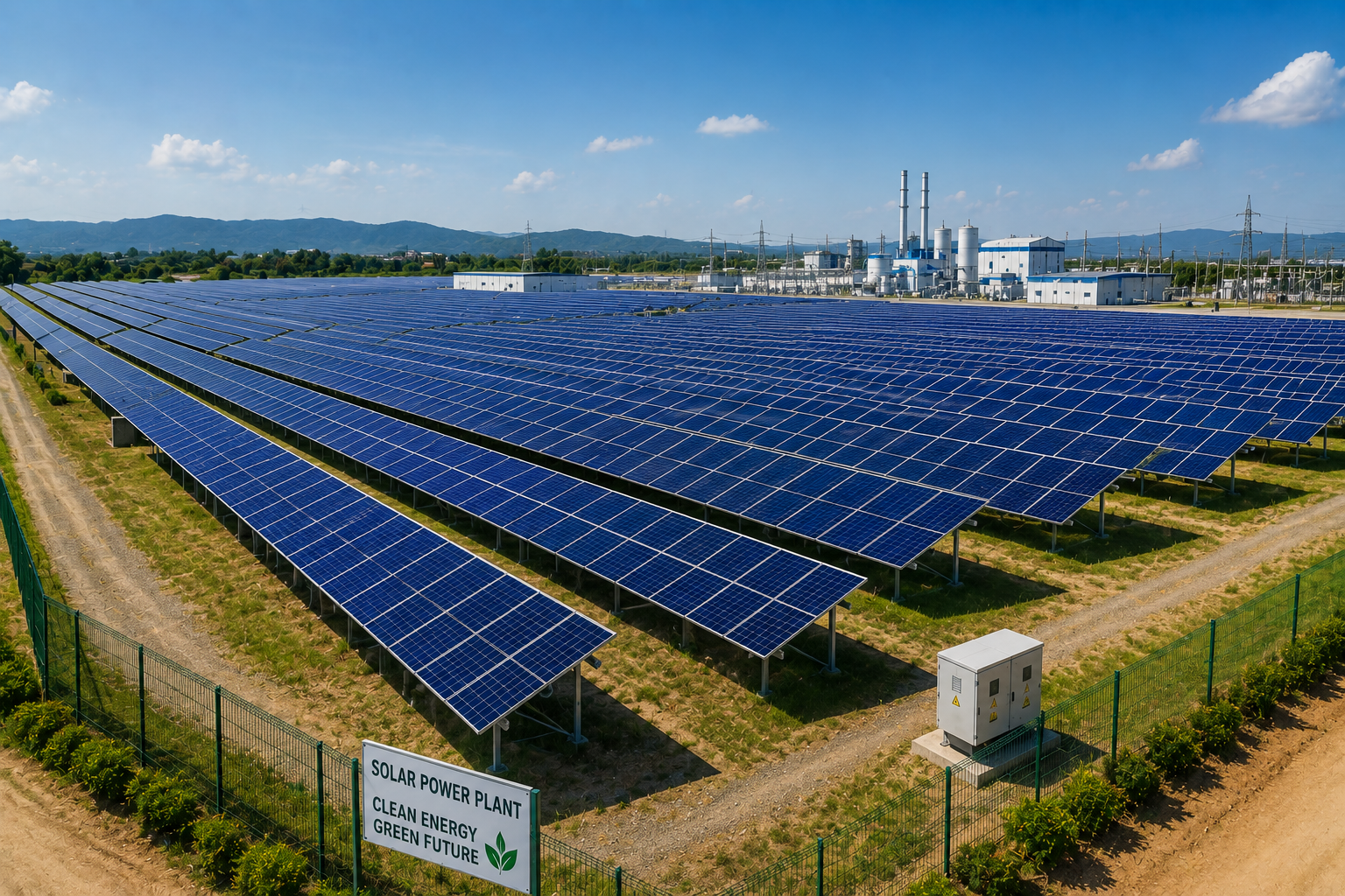 Ground mounted industrial solar panels